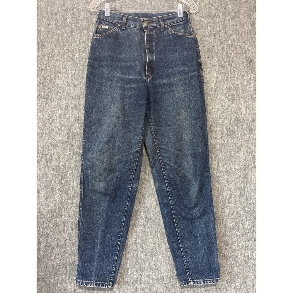 Vintage Lee High Waisted Mom Jeans Dark Wash Tapered Made in USA 26 Waist
